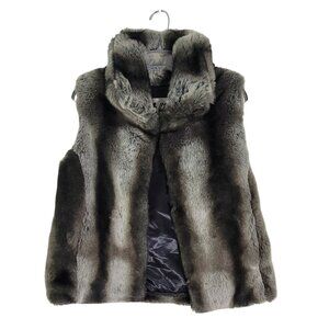 Safari By Imposter Womens Gray Striped Faux Fur Vest Animal Friendly Size M